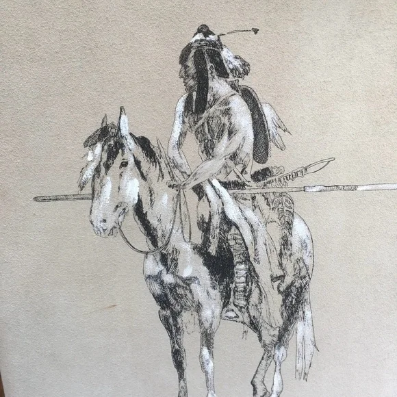 VTG “Powder Face, by American artist Charles Marion Russell. 21X25” Artwork